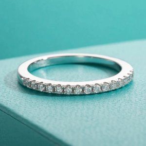 #Certified 1.5mm Moissanite Diamond Pave Half Eternity Ring NEW